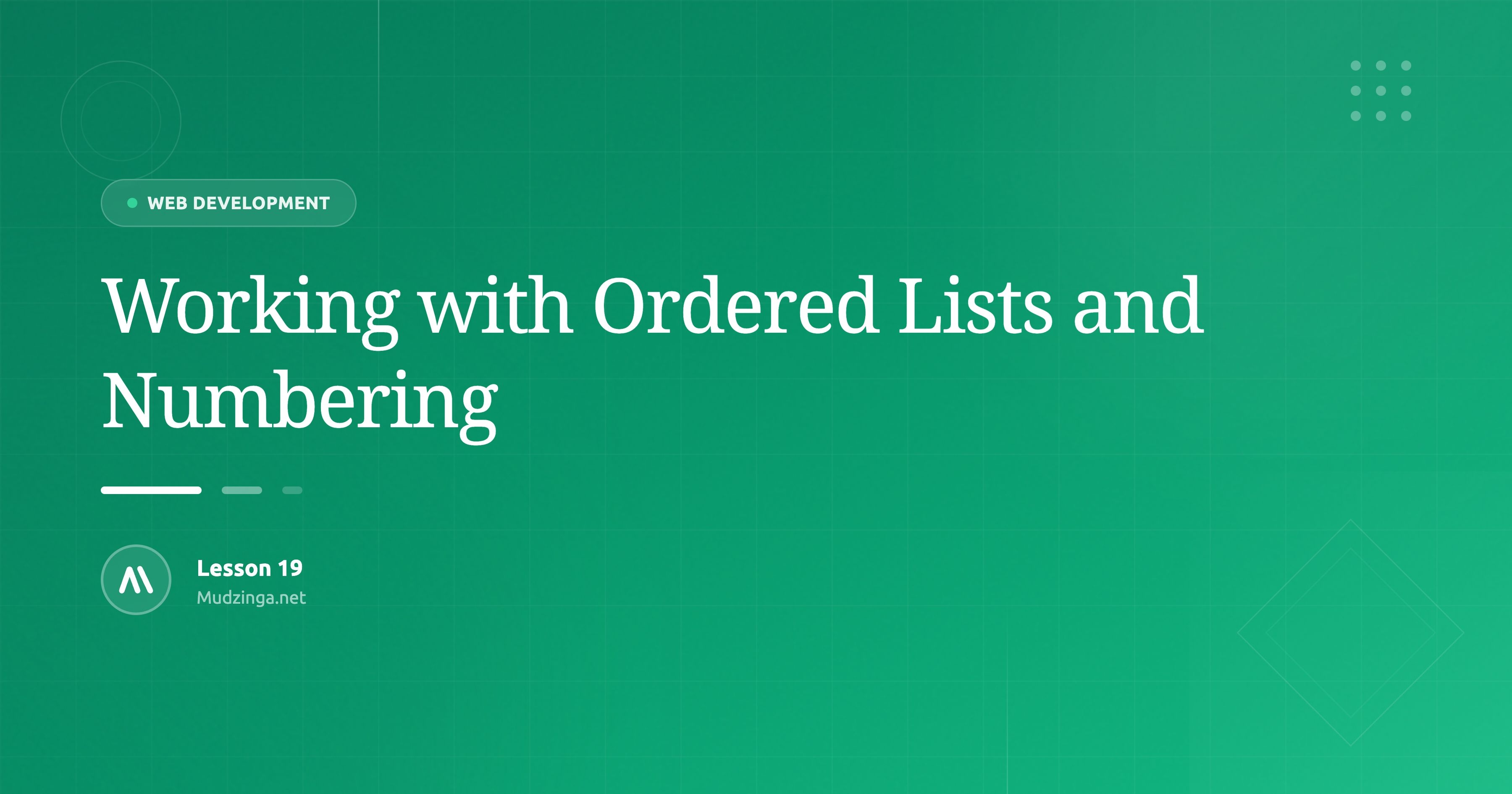 Working with Ordered Lists and Numbering