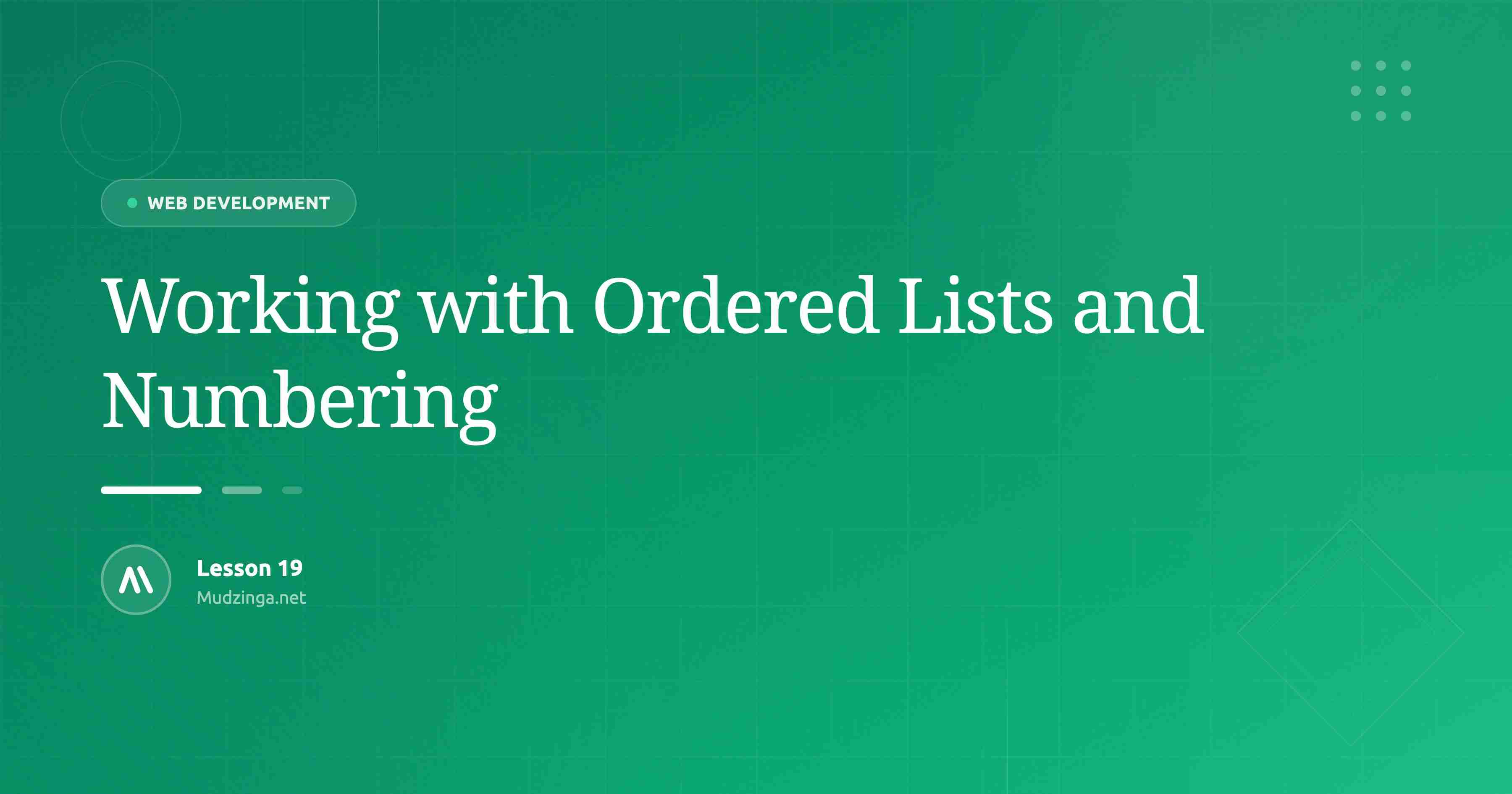 Working with Ordered Lists and Numbering