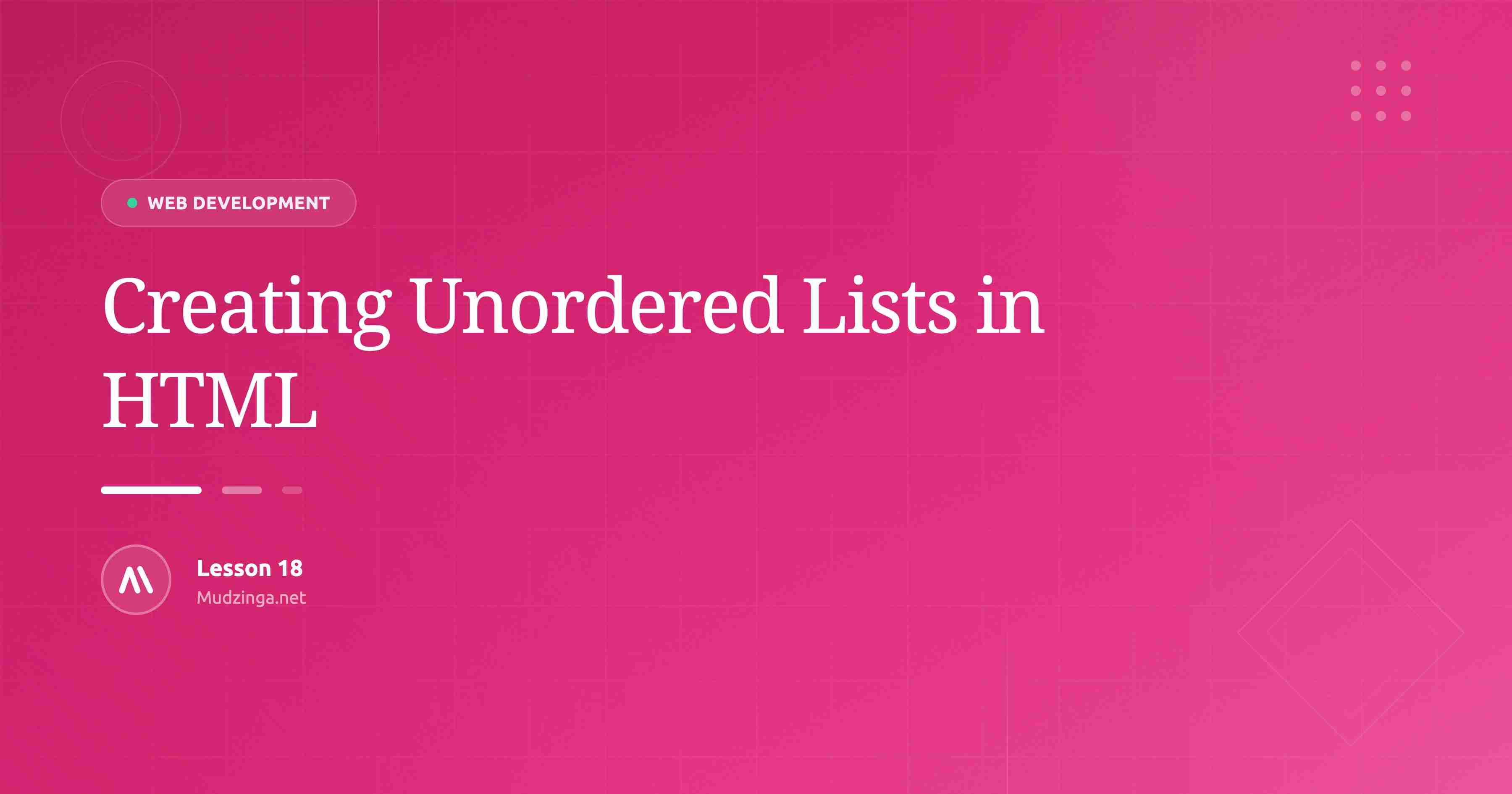 Creating Unordered Lists in HTML