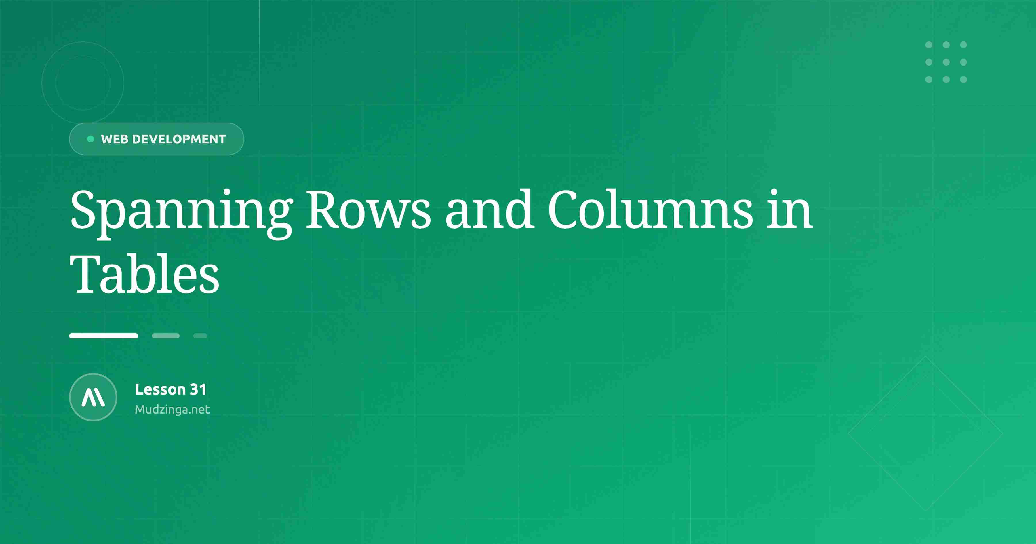 Spanning Rows and Columns in Tables
